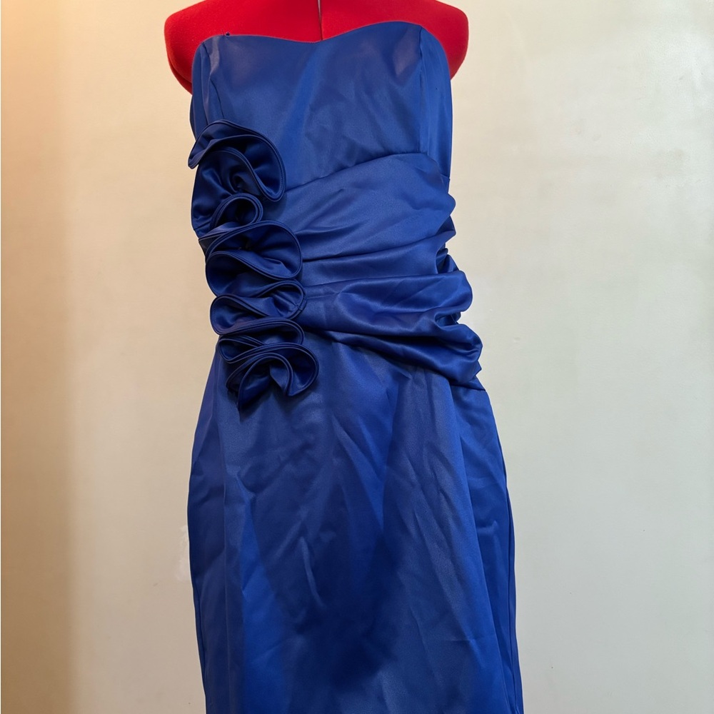 Strapless Blue Ruched Sheath Dress for Cocktail